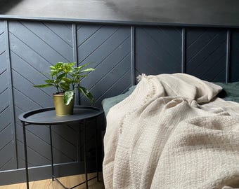 Soft Linen Blanket, Washed Linen Cover, Natural Color, Fringed Throw