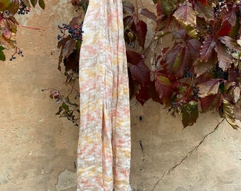 Handmade Linen Scarf, Soft Washed Fringed Scarf: Red, Orange, White