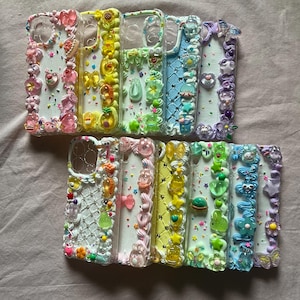 Étui de téléphone transparent fait main avec breloques en résine 3D, coque de téléphone Kawaii Decoden image 3