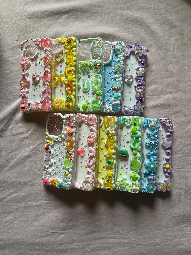 Étui de téléphone transparent fait main avec breloques en résine 3D, coque de téléphone Kawaii Decoden image 3