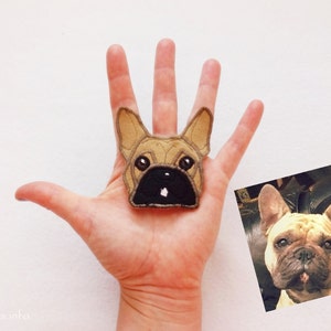 Dog Portrait Patch. Personalized Custom Dog Gift. Textile Art. French Bulldog image 2