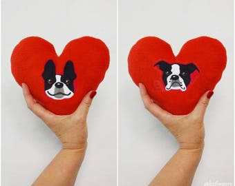 Dog Portrait Small Heart Pillow Personalized With Your Pooch Patch