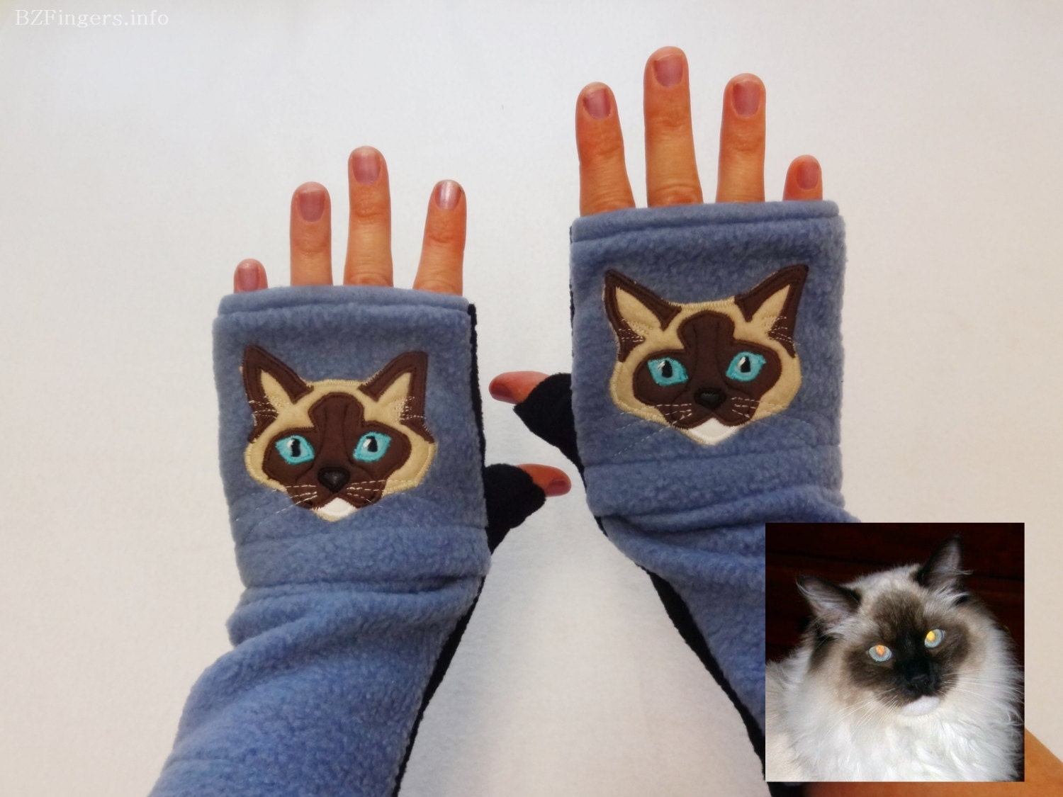 Cat Portrait Custom Fingerless Gloves with Pockets. Etsy