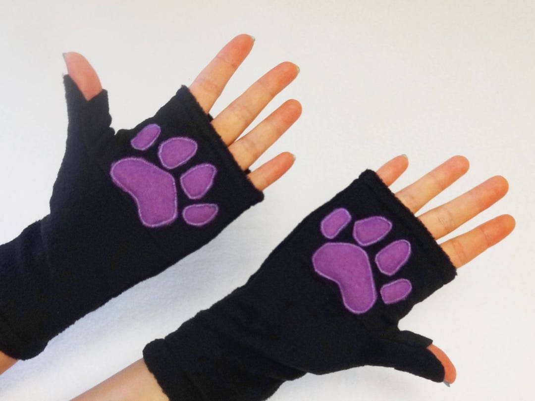 Cat Paw Print Fingerless Gloves With Pockets. Anime Lover Gift. - Etsy