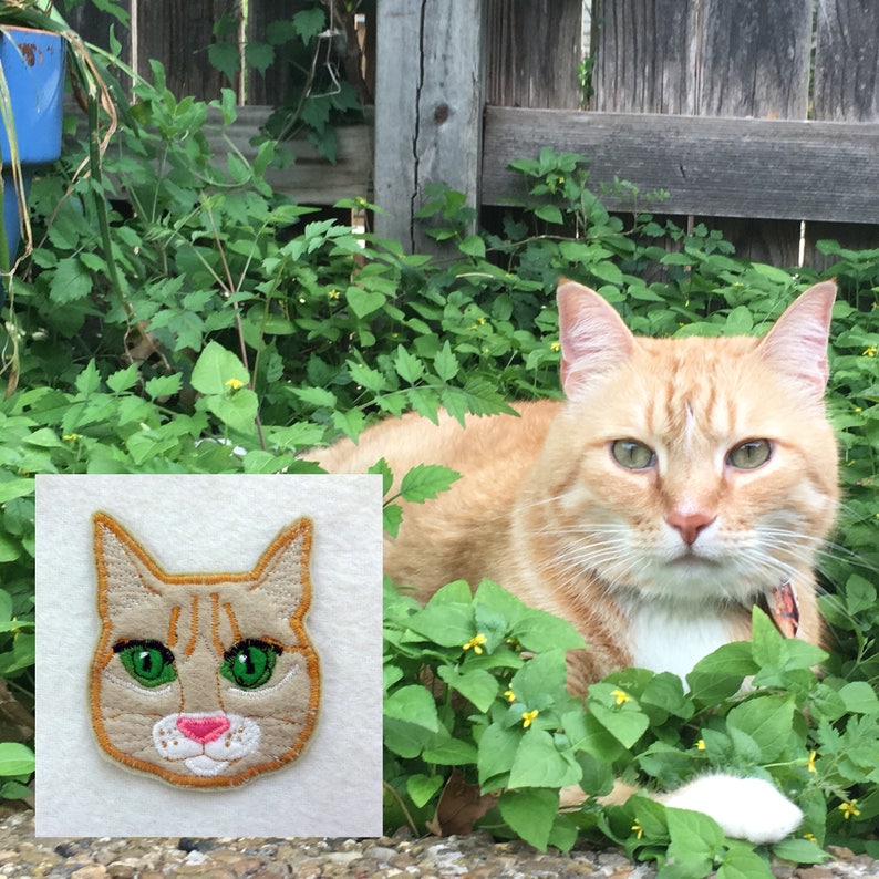 Cat Custom Portrait Patch. Personalized Cat Gift. Textile Art. image 2