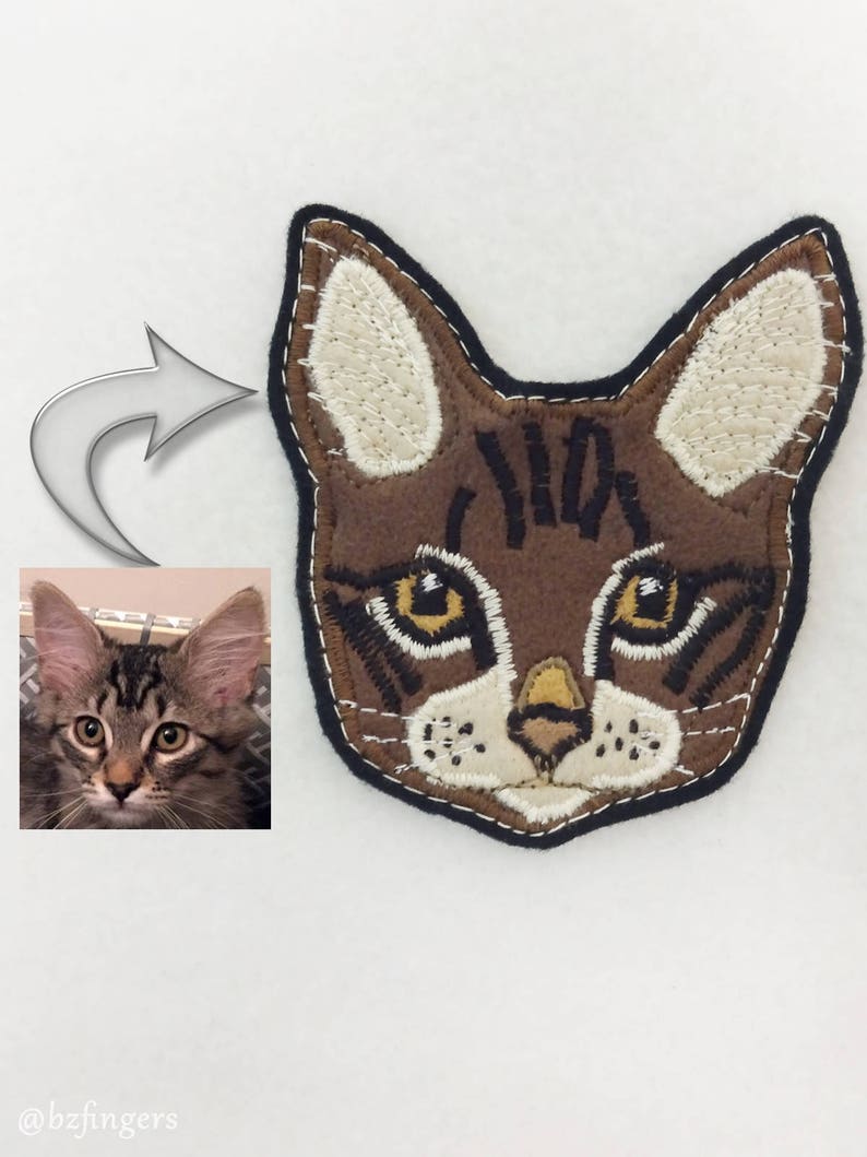 Cat Custom Portrait Patch. Personalized Cat Gift. Textile Art. image 1