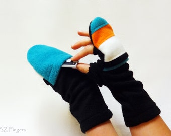 Multicolor Custom Glittens Convertible Mittens Fingerless Gloves Unisex