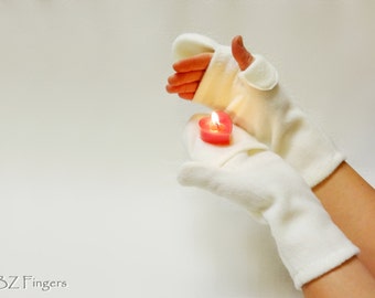 Mitaines gants Unisex Glittens Convertible une seule couleur
