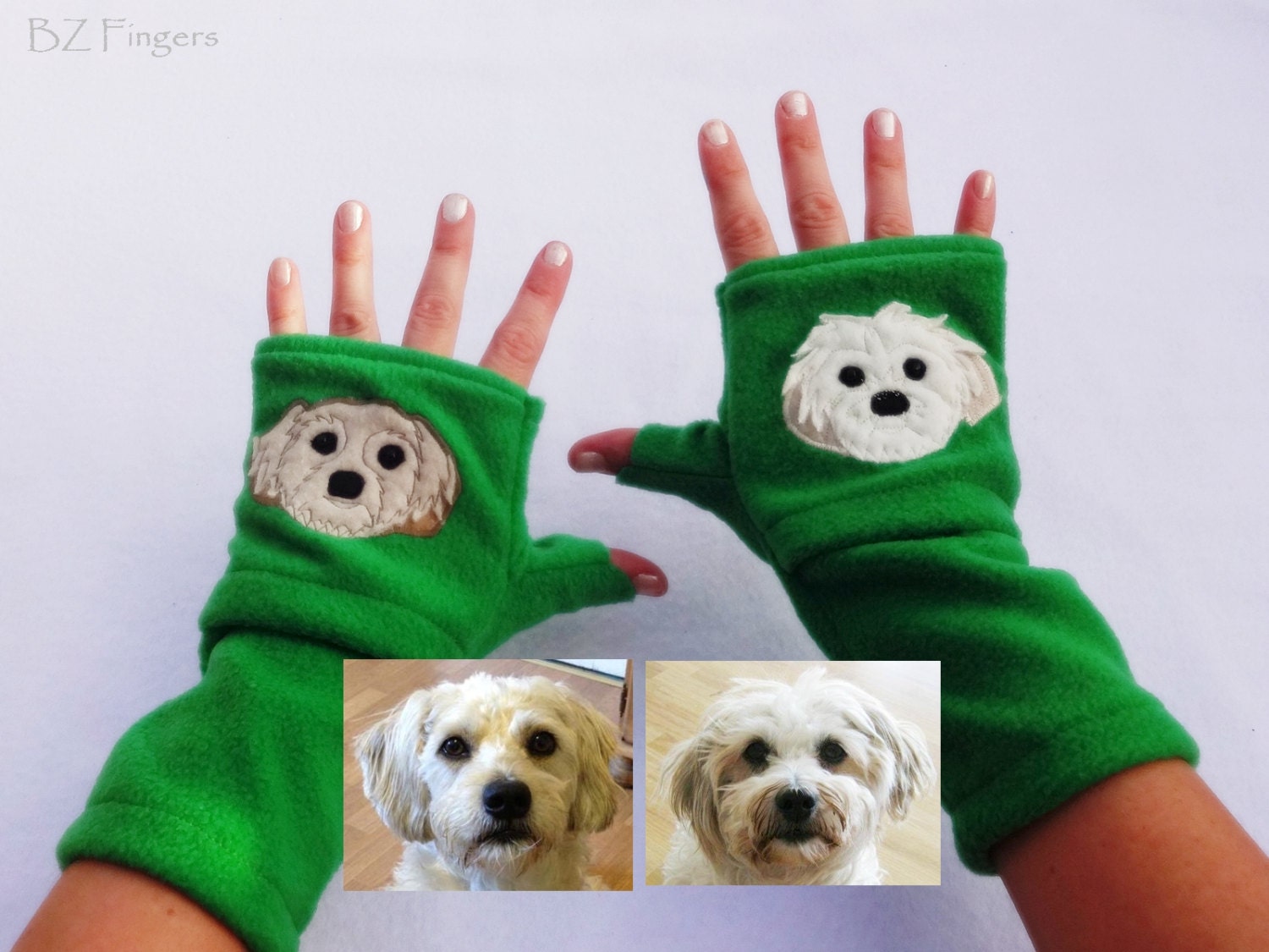Dog Portrait Custom Fingerless Gloves with Pockets. Dog Etsy