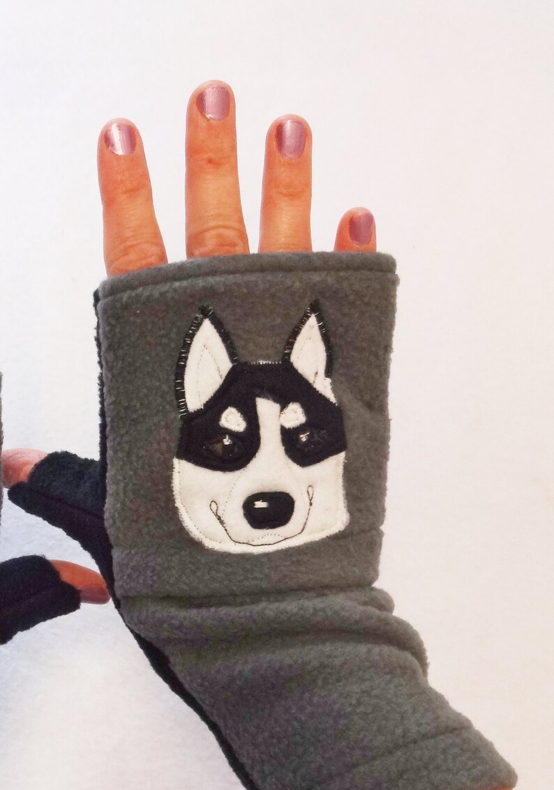 Husky Custom Fingerless Gloves with Pockets for Dog Lovers Etsy 日本