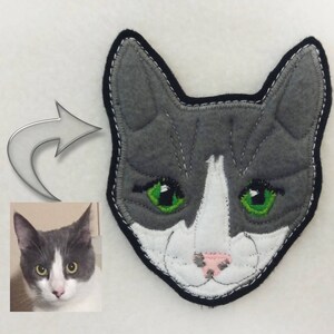 Cat Custom Portrait Patch. Personalized Cat Gift. Textile Art. image 3