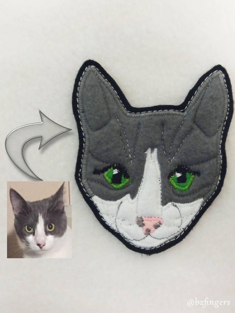 Cat Custom Portrait Patch. Personalized Cat Gift. Textile Art. image 3