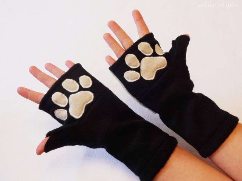 Paw Print Fingerless Gloves With Pockets. Animal Lover Gift. Etsy