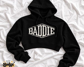 Sudadera corta con capucha BADDIE — Sudadera urbana para mujer
