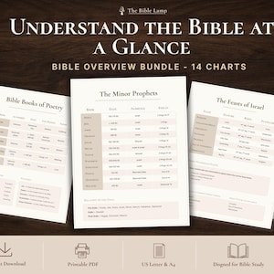 14 Printable Study Charts for Bible Overview: PDF Download Reference Guide Scripture Workbook PDF