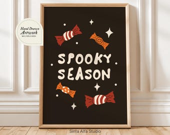 Spooky Season Halloween Decor, Halloween Digital Prints PNG, Autumn Fall Wall Art | Halloween Candy Printables | Gothic Halloween Gift