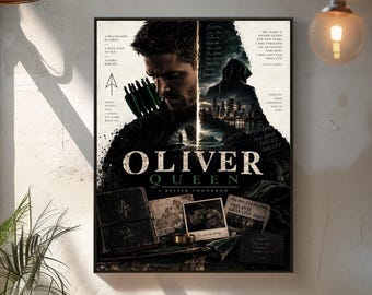 Oliver Queen Poster, Arrow TV Show Print, Star City Wall Art, Tv Character Tribute Poster, Gritty Cinematic Collage Poster