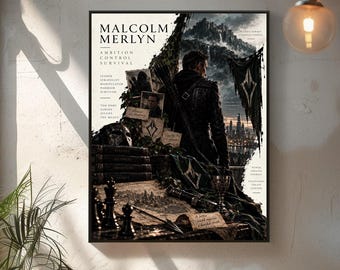 Malcolm Merlyn Poster, Arrow TV Show Art, Starling City Map Collage, Character Collage Poster, Cinematic Character Montage Poster