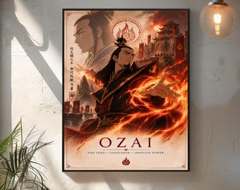 Ozai Poster, Fire Lord Wall Art, Avatar Villain Print, Character Poster Illustration, Epic Fantasy Anime-Style Poster Poster
