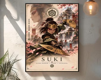 Suki Poster, Suki Kyoshi Warrior Poster, Avatar Character Art Print, Anime Fantasy Wall Art, Character Poster Art