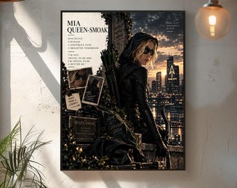 Mia Queen-Smoak Poster, Arrowverse Star City Print, Superhero Archer Wall Art, Superhero Character Poster, Cinematic Character Art Poster