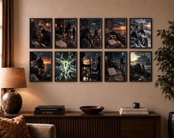 Arrow TV Series Poster Set, Oliver Queen Wall Art, Star City Superhero Prints, Ten Cinematic Scene Posters, Dark Cinematic Fan Art Poster