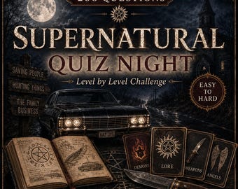 Supernatural Quiz Night Trivia Game, 200 Questions (PDF Download)