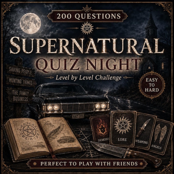 Supernatural Quiz Night Trivia Game, 200 Questions (PDF Download)
