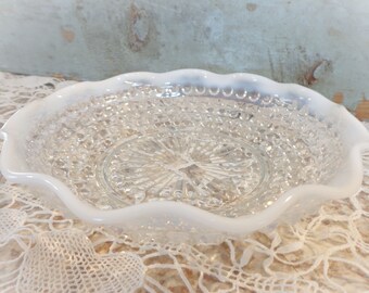 vintage Hobnail bowl opalescent moonstone glass