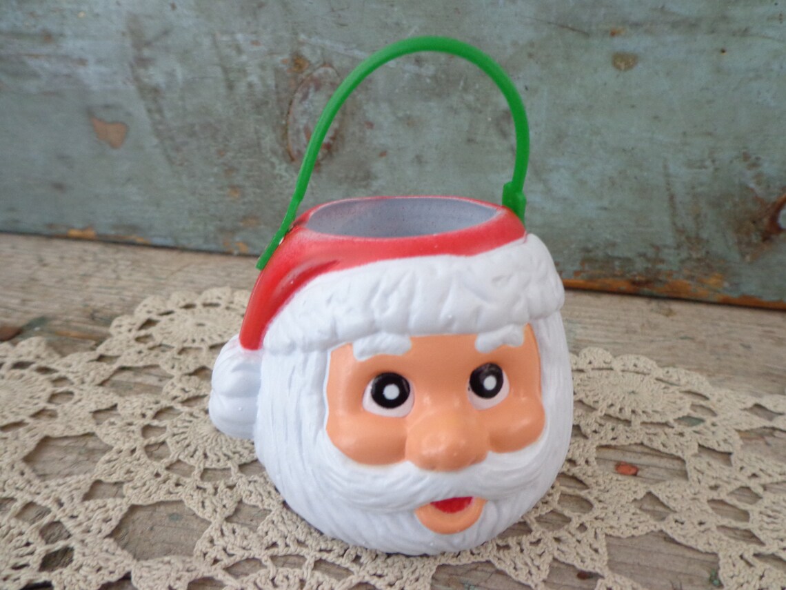 Vintage Christmas blow mold buckets Santa Claus decorations Etsy