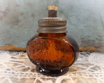 antique alcohol lamp amber glass bottle Porter's