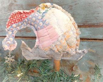 antique quilt elf hat vintage Christmas decoration winter farmhouse decor