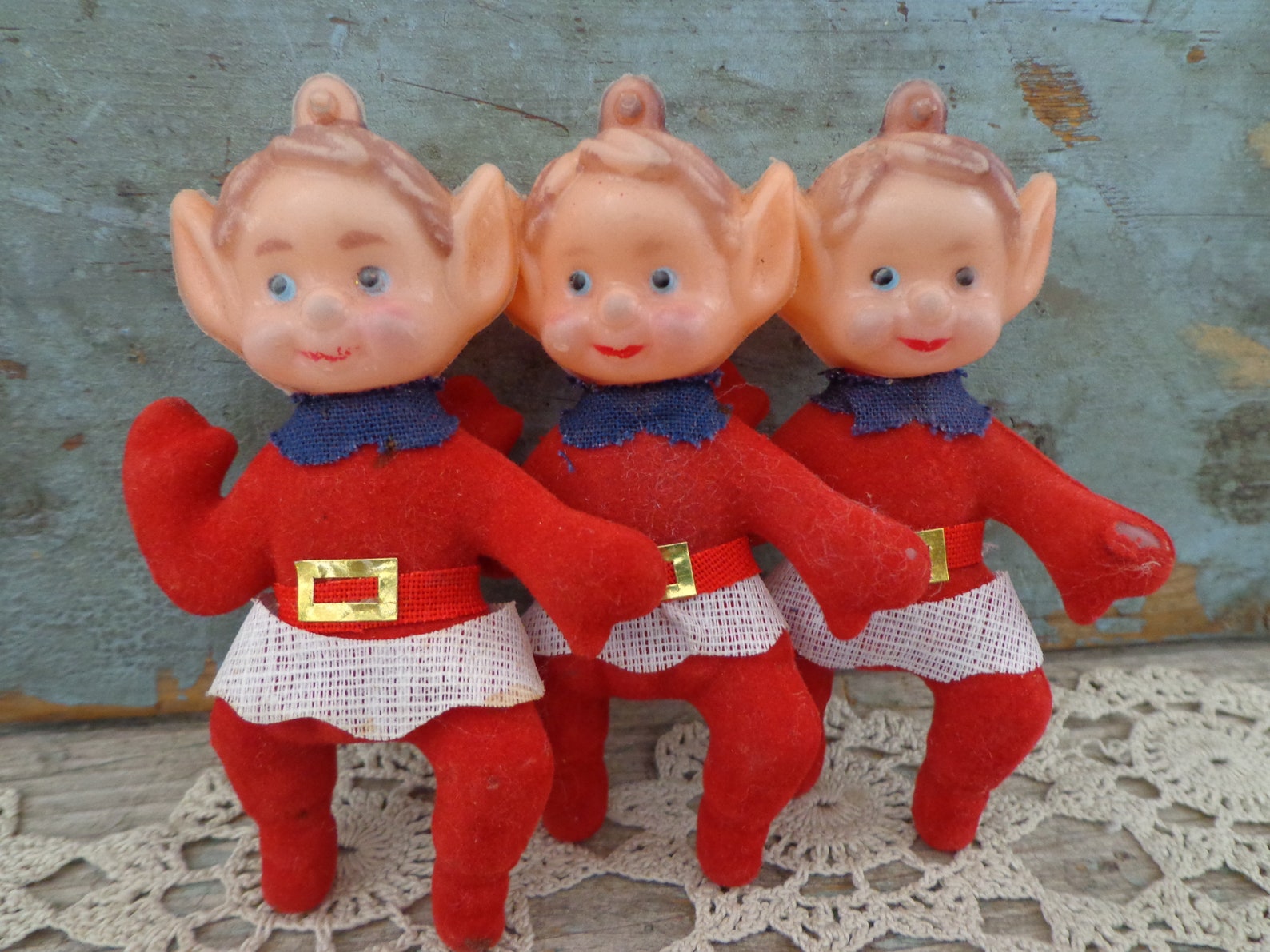 Vintage Christmas elves plastic elf decorations lot of 3 | Etsy