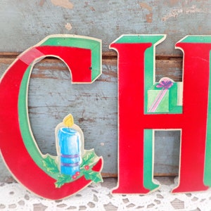 Merry Christmas banner ~ vintage Christmas garland ~ letter C sign ~ choose from 2 ~ letter H banner ~ vintage holiday letters