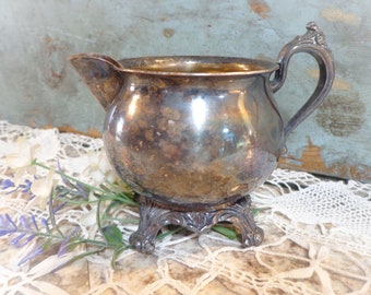 beautiful silverplate footed creamer antique Rogers