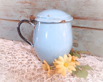 vintage blue enamelware coffee pot