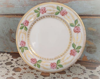 antique plate dish with roses shabby cottage