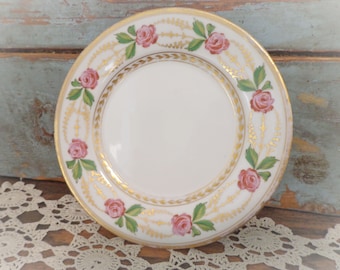 antique plate dish with roses shabby cottage