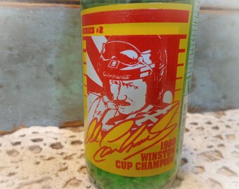 vintage Sundrop soda pop bottle Dale Earnhardt Winston Cup green glass 12 oz