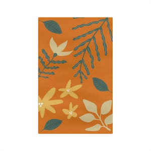 Autumn Floral Pattern Microfiber Tea Towel | Orange Fall Leaves
