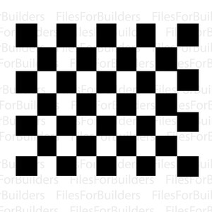 Könnte beinhalten: Ein quadratisches grafisches Muster, das aus abwechselnden schwarzen und weißen Quadraten in einem Raster besteht. Das Design zeigt ein sich wiederholendes Schachbrettmuster mit klaren, scharfen Kanten zwischen den einzelnen Quadraten.