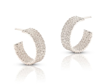 Chunky Hoop Earrings in Sterling Silver, Bold Open Hoops in Gold-plated Silver