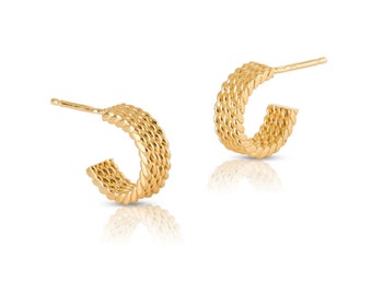 Huggie Earrings Gold-plated Silver, Small Open Hoop Earrings