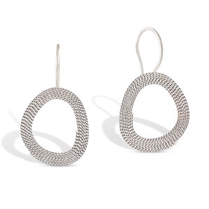 Irregular Dangle Earrings Gold-plated Silver, Contemporary Shape Earrings, Lightweight Filigree Silver