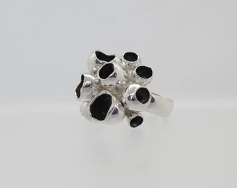 O Irregular Ring Sterling Silver, Statement OOAK Ring, US size 8 1/4