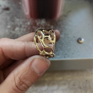 Solid Gold Melted Ring, Liquid Metal Ring, Available in 9 kt, 14 kt and 18 kt Gold