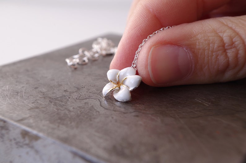 Jasmine Flower Necklace in Sterling Silver Small White and Etsy