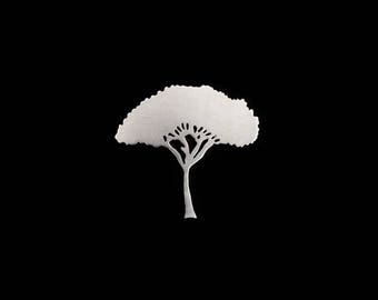 Acacia Tree Silver Brooch, Acacia Tree Art, Unisex Jewelry for Nature Lovers, Nature Silver Brooch, Minimalist Silver Brooches