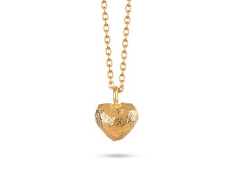 19,2 kt Gold Heart Pendant Silver, Massive Gold Herat, Personalized Necklace