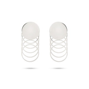 Statement Circle Earrings in Sterling Silver, Chunky Gold-plated Earrings 24kt, Geometric Articulated Earrings Silver